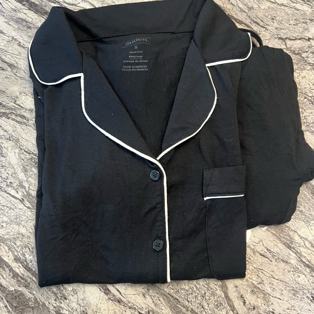 Auden Black Pajama Set with White Piping